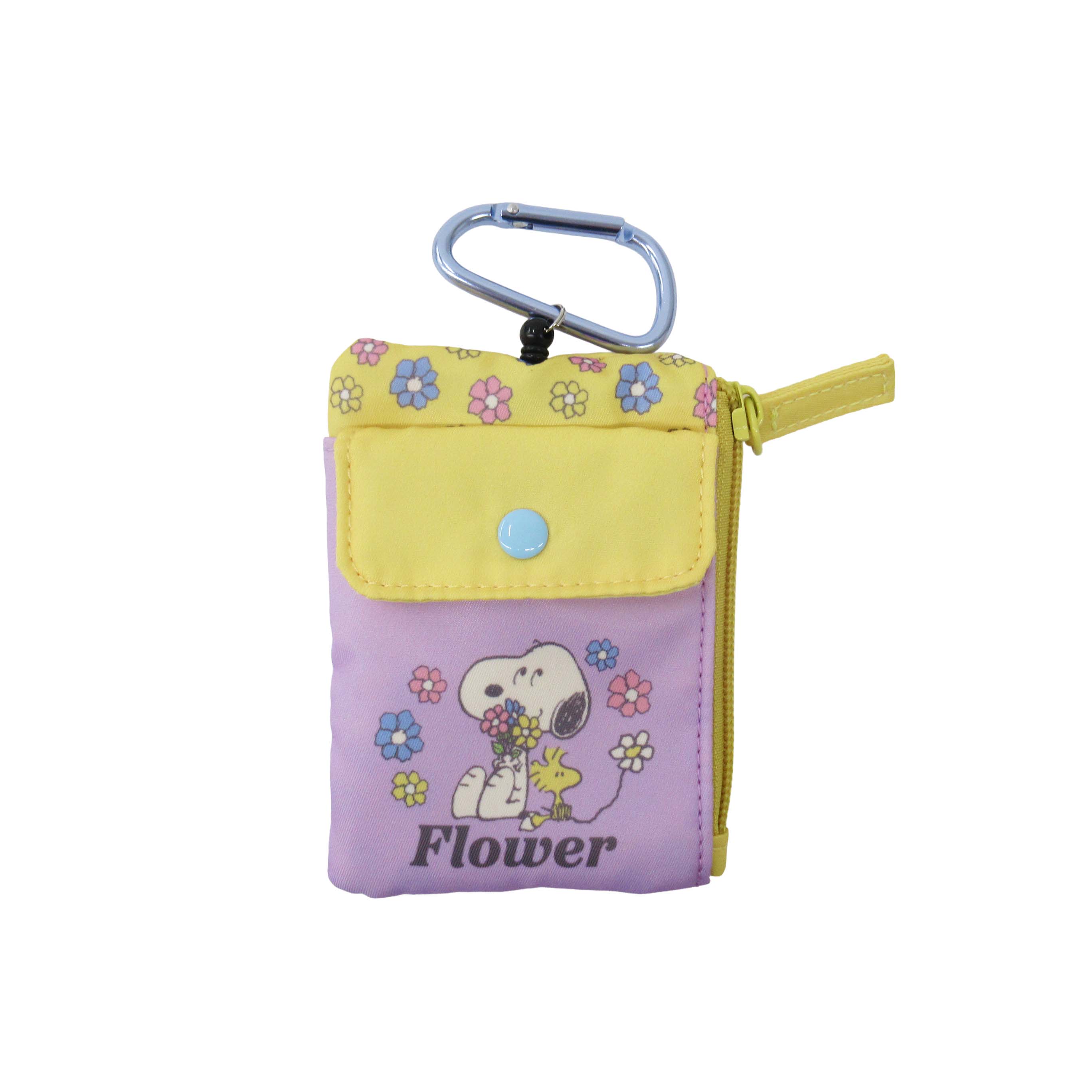 PEANUTS リール付パスケース 花